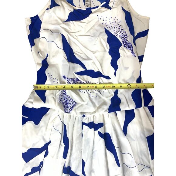DIANE VON FURSTENBERG Silk Shorts Jumpsuit 6 Blue White Pockets Spaghetti EUC - Picture 12 of 13